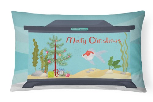 Caroline`s Treasures Tamasaba Goldfish Merry Christmas Canvas Fabric pernă decorativă Multicolore 12H x16W