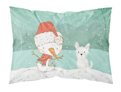 Caroline`s Treasures Westie Terrier Snowman Crăciun Fabric Standard pillowcase Multicolore