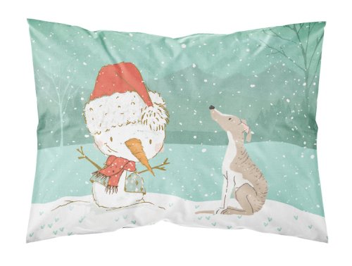 Caroline`s Treasures Whippet Snowman Crăciun Fabric Standard pillowcase Mltcl