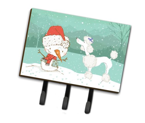 Caroline`s Treasures White Pudel Snowman Lesa de Crăciun sau suport cheie Alb Triple