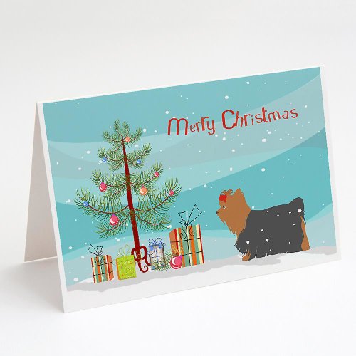Caroline`s Treasures Yorkshire Terrier Yorkie Merry Christmas Tree Felicitări și plicuri Pack Multicolore 7 x 5