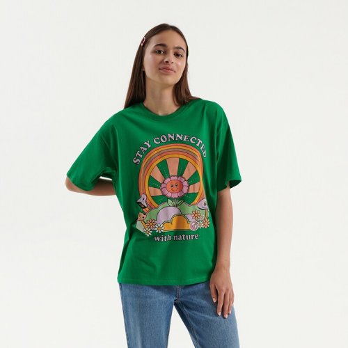 House - Tricou cu imprimeu Stay Connected With Nature - Verde